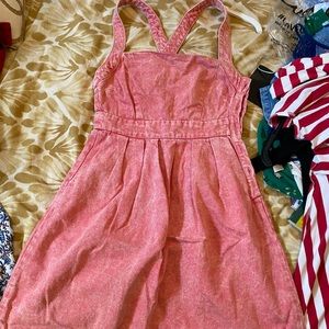 GAP Denim salmon pink apron midi dress